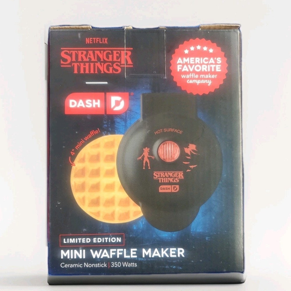 Netflix Stranger Things Dash Limited Edition MINI WAFFLE‎ MAKER Ceramic Nonstick